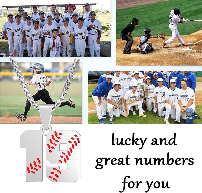 Wikavanli Personalized Baseball Jersey Number 00-99 Necklace - Stainless Steel Baseball Chain Pendant Necklace - Team Jewelry Gift for Boys, Girls, Men, Women - Image 3